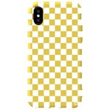 WANNA PROTECT iPhone XS ile Uyumlu Sarı Renkli Premium Kadifeli Dama Desenli Silikon Telefon Kılıfı dama_172