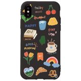 WANNA PROTECT iPhone XS ile Uyumlu Siyah Renkli Sticker İçi Kadife Desenli Silikon Telefon Kılıfı Stickerr_172