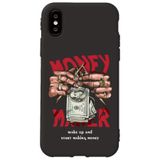 WANNA PROTECT iPhone XS ile Uyumlu Siyah Silikon Telefon Kılıfı, Make Money Desenli, İçi Kadife lansmankilif_172