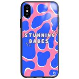 WANNA PROTECT iPhone XS Uyumlu Stunning Babes Premium Desenli Glossy Telefon Kılıfı, Mavi-Pembe stunningbabesglossy_172