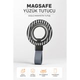 WANNA PROTECT MagRing Pro MagSafe Telefon Yüzük Tutucu Karbon Görünümlü 360° Dönebilen Manyetik Stand