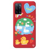 WANNA PROTECT Oppo A52 ile Uyumlu Kırmızı Premium İçi Kadife Happy Duck Desenli Silikon Telefon Kılıfı