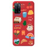 WANNA PROTECT Oppo A52 ile Uyumlu Kırmızı Renkli Sticker İçi Kadife Desenli Silikon Telefon Kılıfı Stickerr_193