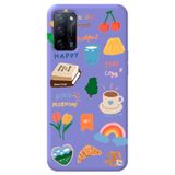 WANNA PROTECT Oppo A52 ile Uyumlu Lila Renkli Sticker Desenli Kadife İç Silikon Telefon Kılıfı Stickerr_193