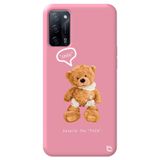 WANNA PROTECT Oppo A52 ile Uyumlu Pembe Renkli Premium İçi Kadifeli Ayıcık Desenli Silikon Telefon Kılıfı ayicik2_193