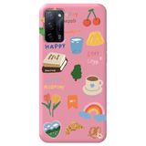 WANNA PROTECT Oppo A52 ile Uyumlu Pembe Renkli Sticker İçi Kadife Desenli Silikon Telefon Kılıfı Stickerr_193