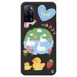 WANNA PROTECT Oppo A52 ile Uyumlu Siyah Premium İçi Kadife Happy Duck Desenli Silikon Telefon Kılıfı