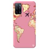 WANNA PROTECT Oppo A52 Uyumlu Pembe Dünya Harita Desenli Premium Silikon Telefon Kılıfı, İçi Kadife dunyaharita_193