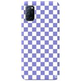 WANNA PROTECT Oppo A72 ile Uyumlu Lila Renkli Dama Desenli Premium Silikon Telefon Kılıfı, Kadifeli İç dama_194