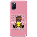 WANNA PROTECT Oppo A72 ile Uyumlu Pembe Renkli Premium Silikon Telefon Kılıfı, Ayıcık Desenli, İçi Kadifeli happiness_194