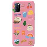 WANNA PROTECT Oppo A72 ile Uyumlu Pembe Renkli Sticker İçi Kadife Desenli Silikon Telefon Kılıfı Stickerr_194