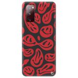 WANNA PROTECT Samsung A02s ile Uyumlu Kırmızı Premium İçi Kadife Gülücük Desenli Silikon Telefon Kılıfı