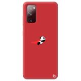 WANNA PROTECT Samsung A02s ile Uyumlu Kırmızı Premium Silikon Telefon Kılıfı, Uçan Panda Desenli