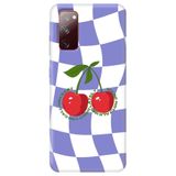 WANNA PROTECT Samsung A02S ile Uyumlu Lila Dama Kiraz Desenli Silikon Telefon Kılıfı, İç Kadife lansmankilif_220