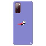 WANNA PROTECT Samsung A02s ile Uyumlu Lila Premium İçi Kadife Uçan Panda Desenli Silikon Telefon Kılıfı