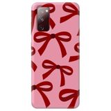 WANNA PROTECT Samsung A02S ile Uyumlu Pembe Kırmızı Fiyonk Desenli Silikon Telefon Kılıfı, İçi Kadife lansmankilif_220
