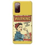 WANNA PROTECT Samsung A02S ile Uyumlu Sarı, İçi Kadife, WARNING Girl Power Desenli Silikon Telefon Kılıfı warninggirlpower_220