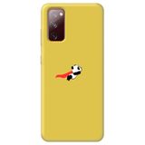 WANNA PROTECT Samsung A02s ile Uyumlu Sarı Premium İçi Kadife Uçan Panda Desenli Silikon Telefon Kılıfı