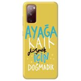 WANNA PROTECT Samsung A02S ile Uyumlu Sarı Silikon Telefon Kılıfı, İçi Kadife, Kalk Girl Power Desenli ayagakalk_220
