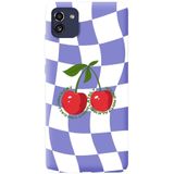 WANNA PROTECT Samsung A03 ile Uyumlu Lila Dama Kiraz Desenli Silikon Telefon Kılıfı, İçi Kadife lansmankilif_222