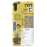 WANNA PROTECT Samsung A11 ile Uyumlu Sarı, İçi Kadife, Taylor Swift Sticker Desenli Silikon Telefon Kılıfı