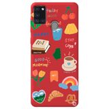 WANNA PROTECT Samsung A21s ile Uyumlu Kırmızı Renkli Sticker İçi Kadife Desenli Silikon Telefon Kılıfı Stickerr_177