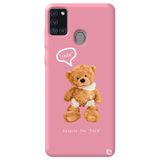 WANNA PROTECT Samsung A21s ile Uyumlu Pembe Renkli, Ayıcık Desenli Premium Silikon Telefon Kılıfı ayicik2_177