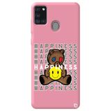 WANNA PROTECT Samsung A21s ile Uyumlu Pembe Renkli, Ayıcık Desenli Premium Silikon Telefon Kılıfı, İçi Kadifeli happiness_177