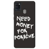 WANNA PROTECT Samsung A21S ile Uyumlu Siyah Silikon Telefon Kılıfı, Need Money Desenli, İçi Kadife lansmankilif_177
