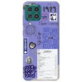 WANNA PROTECT Samsung A22 ile Uyumlu Lila, İçi Kadife, Taylor Swift Sticker Desenli Silikon Telefon Kılıfı taylor_215