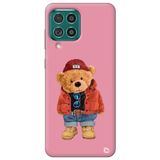 WANNA PROTECT Samsung A22 ile Uyumlu Pembe Premium İçi Kadife Ayıcık Desenli Silikon Telefon Kılıfı