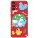 WANNA PROTECT Samsung A23 4G ile Uyumlu Kırmızı Premium İçi Kadife Happy Duck Desenli Silikon Telefon Kılıfı