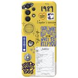 WANNA PROTECT Samsung A23 4G ile Uyumlu Sarı Taylor Swift Sticker Desenli İç Kadife Silikon Telefon Kılıfı