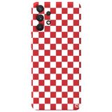 WANNA PROTECT Samsung A32 ile Uyumlu Kırmızı Dama Desenli Premium Silikon Telefon Kılıfı, Kadifeli İç dama_178