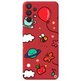 WANNA PROTECT Samsung A32 ile Uyumlu Kırmızı Renkli Arı Balon İçi Kadife Desenli Silikon Telefon Kılıfı aribalonn_178