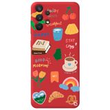 WANNA PROTECT Samsung A32 ile Uyumlu Kırmızı Renkli Sticker Desenli Kadife Silikon Telefon Kılıfı Stickerr_178