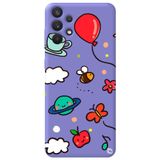 WANNA PROTECT Samsung A32 ile Uyumlu Lila Renkli Arı Balon İçi Kadife Desenli Silikon Telefon Kılıfı aribalonn_178