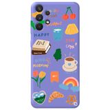 WANNA PROTECT Samsung A32 ile Uyumlu Lila Renkli Sticker İçi Kadife Desenli Silikon Telefon Kılıfı Stickerr_178