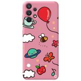 WANNA PROTECT Samsung A32 ile Uyumlu Pembe Renkli Arı Balon İçi Kadife Desenli Silikon Telefon Kılıfı aribalonn_178