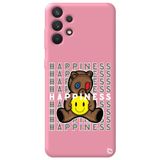 WANNA PROTECT Samsung A32 ile Uyumlu Pembe Renkli, Ayıcık Desenli Premium Silikon Telefon Kılıfı happiness_178