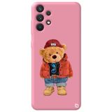 WANNA PROTECT Samsung A32 ile Uyumlu Pembe Renkli, Premium İçi Kadifeli Ayıcık Bear Desenli Silikon Telefon Kılıfı ayicik_178