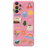WANNA PROTECT Samsung A32 ile Uyumlu Pembe Renkli Sticker İçi Kadife Desenli Silikon Telefon Kılıfı Stickerr_178
