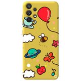 WANNA PROTECT Samsung A32 ile Uyumlu Sarı Renkli Arı Balon Desenli Silikon Telefon Kılıfı aribalonn_178