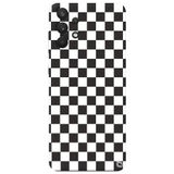 WANNA PROTECT Samsung A32 ile Uyumlu Siyah Dama Desenli Premium Silikon Telefon Kılıfı, İçi Kadifeli dama_178