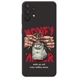 WANNA PROTECT Samsung A32 ile Uyumlu Siyah Silikon Telefon Kılıfı, Make Money Desenli, İçi Kadife lansmankilif_178
