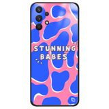 WANNA PROTECT Samsung A32 ile Uyumlu Stunning Babes Premium Desenli Glossy Telefon Kılıfı, Mavi-Pembe stunningbabesglossy_182