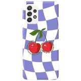 WANNA PROTECT Samsung A33 ile Uyumlu Lila Dama Kiraz Desenli Silikon Telefon Kılıfı, İçi Kadife lansmankilif_212