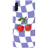 WANNA PROTECT Samsung A50 ile Uyumlu Lila Dama Kiraz Desenli Silikon Telefon Kılıfı, İçi Kadife lansmankilif_223