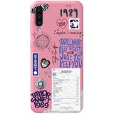 WANNA PROTECT Samsung A50 ile Uyumlu Pembe İçi Kadife Taylor Swift Sticker Desenli Silikon Telefon Kılıfı