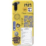 WANNA PROTECT Samsung A50 ile Uyumlu Sarı, İçi Kadife, Taylor Swift Sticker Desenli Silikon Telefon Kılıfı